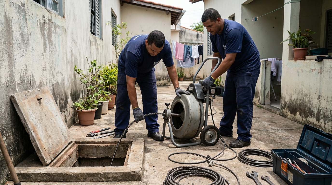 Desentupimento de Coluna Sanitária em Ajapi, Rio Claro‑SP