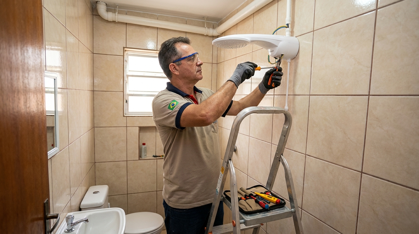 Substituição de Chuveiro Antigo em Ajapi, Rio Claro‑SP
